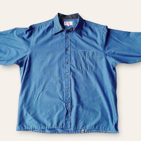 Vintage Womens Haberdashers Pinstripe Shirt Buttoned Blue Cotton XXL Switzerland - Picture 4 of 12